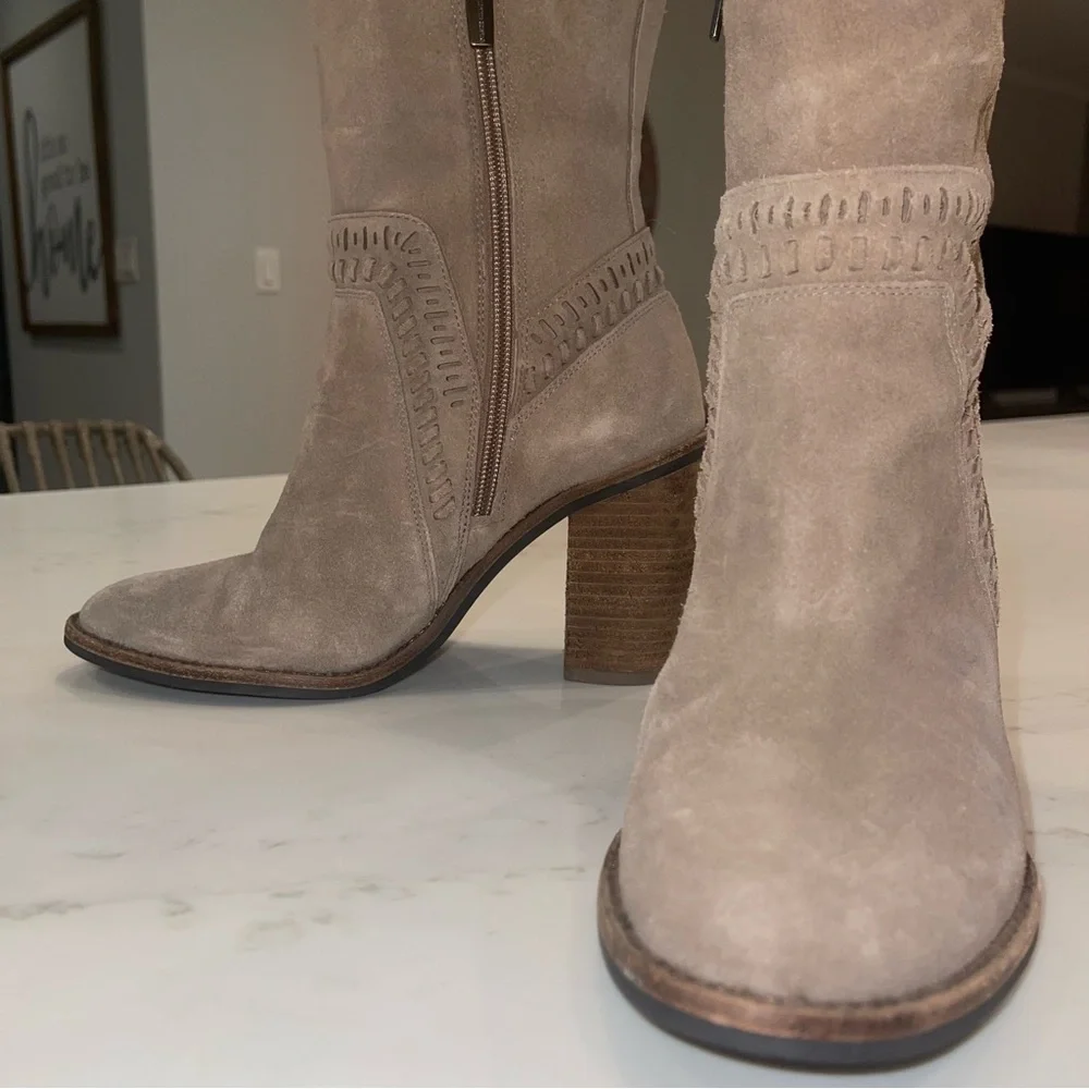 Vince Camuto “Madolee” Taupe Suede Over-the-Knee Block Heel Boots - Picture 5 of 16